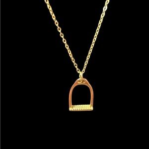 Gold Stirrup Charm Necklave